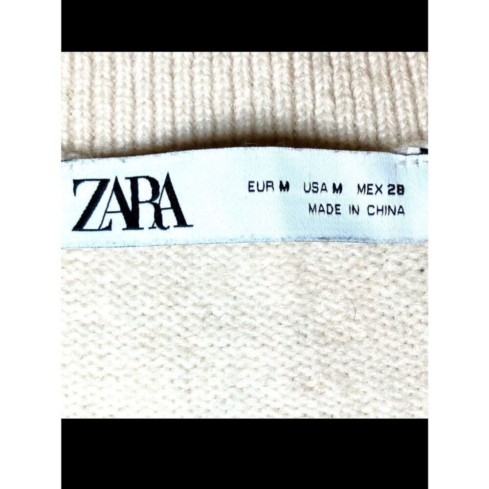 Zara Polo Collar Wool Blend Knit Mini Dress in Cream Women’s M - Picture 4 of 7
